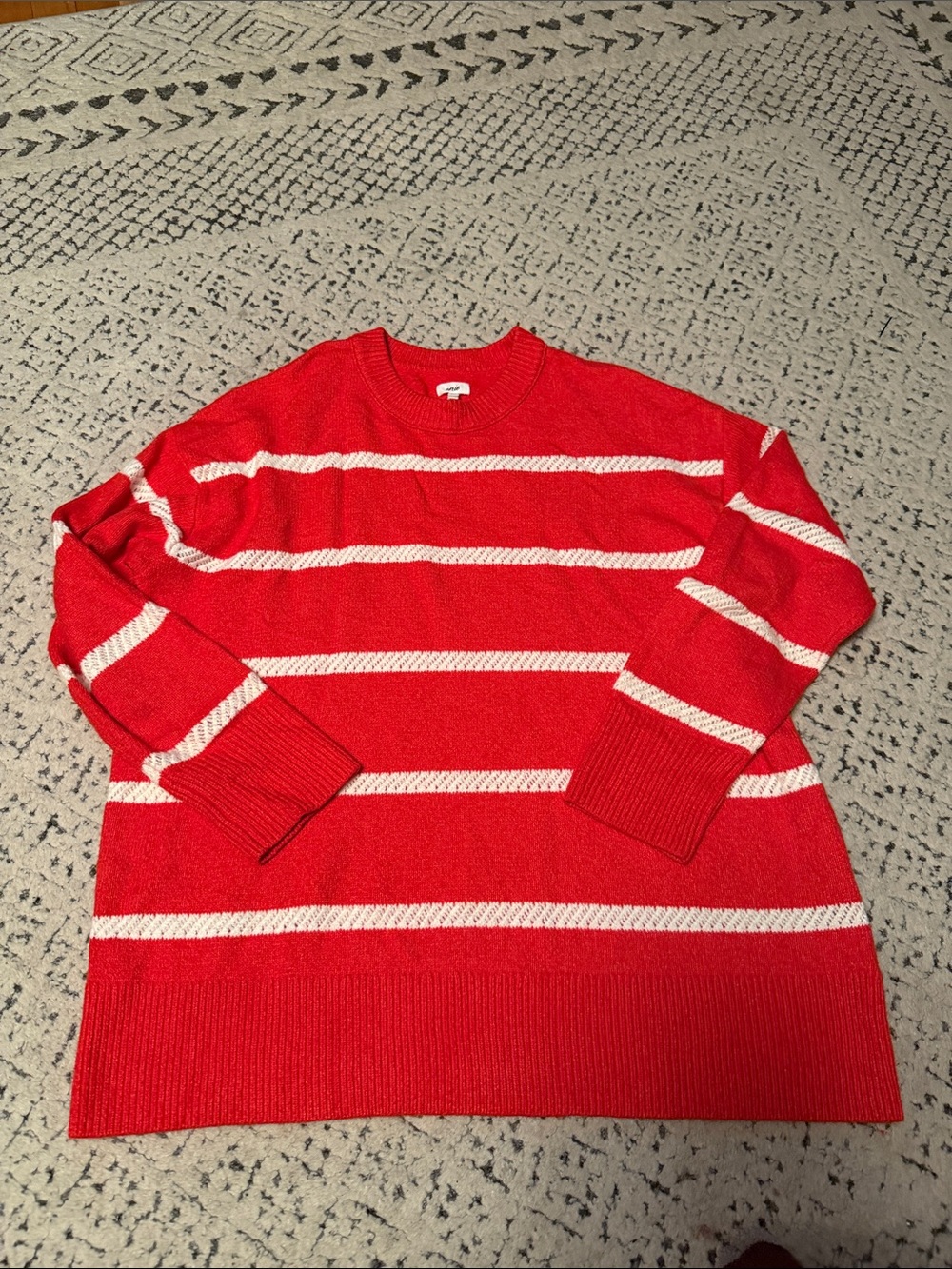 Aerie Orange/Red and White Striped Crewneck Sweater Tunic